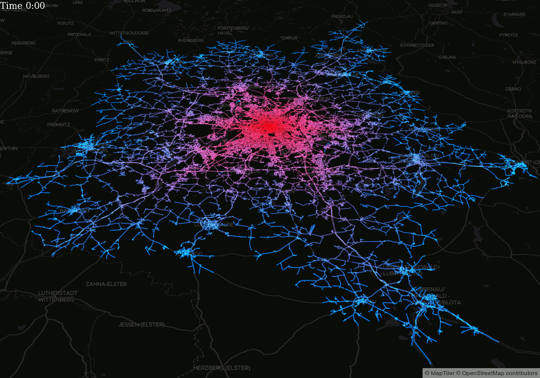 Visualization of Road Network Reachability with  - GraphHopper  Directions API